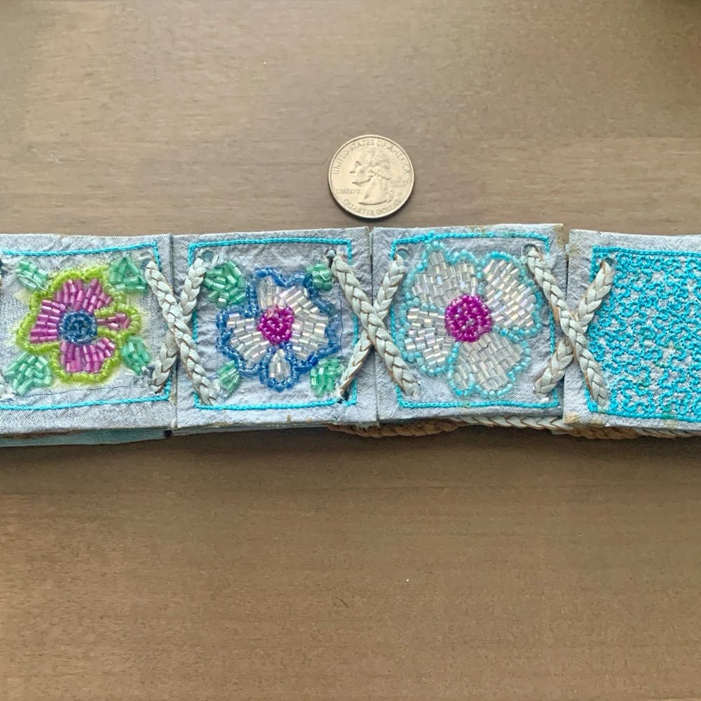 Chan Luu Floral Beaded Belt - Lt Blue - Picture 11 of 11